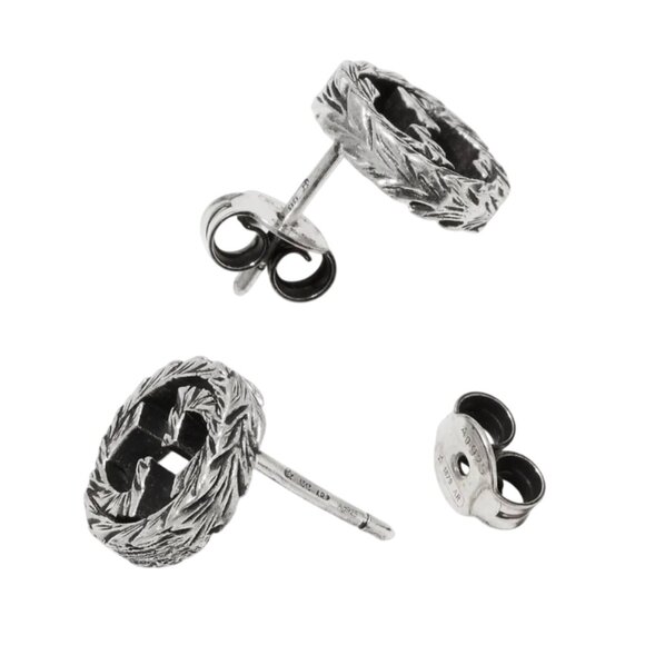 Gucci Interlocking G 10mm Stud Earrings in Aged Silver Womens Set Post Back GG - Picture 2 of 11